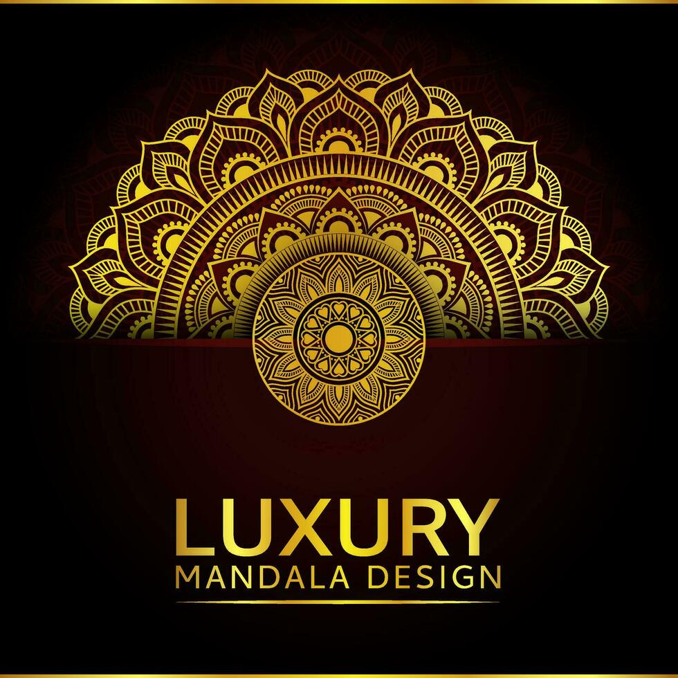 Luxury mandala background design with golden colour decorative element vector