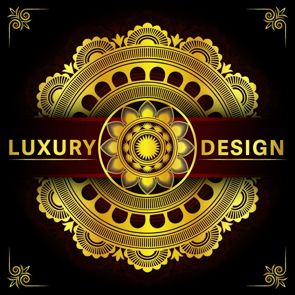Luxury mandala background design with golden colour decorative element vector