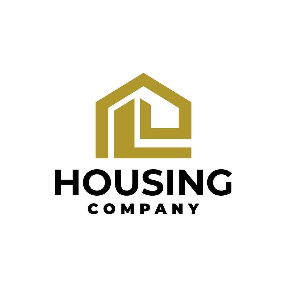 E with house and building shape for real estate company or any business related to house, apartment. vector