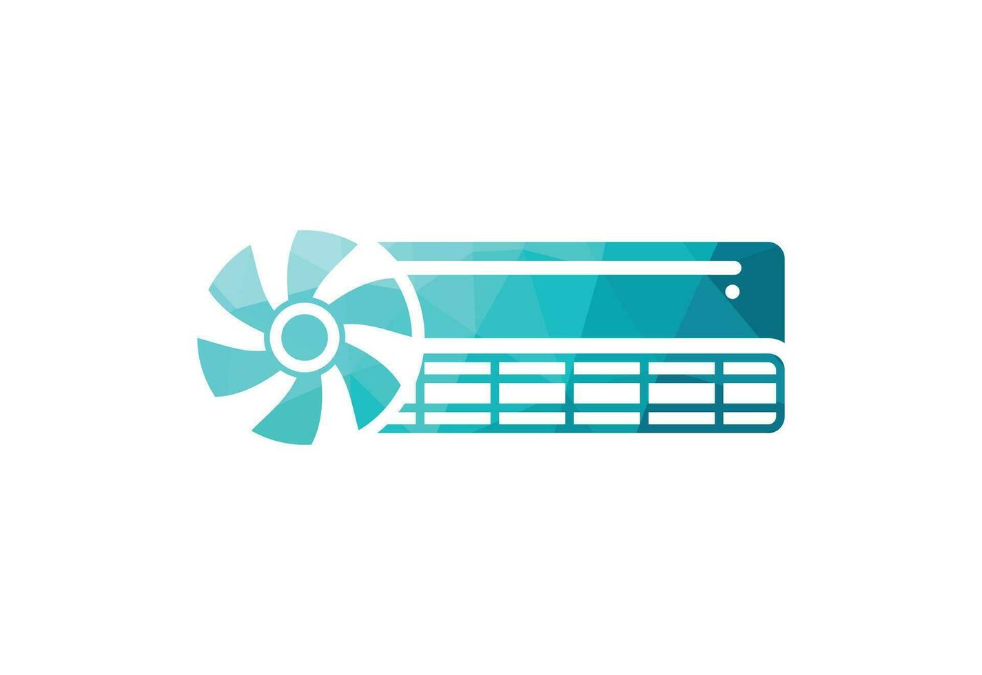 Low Poly and Air conditioner logo design, cleaning and repairing an air conditioner vector design and illustration