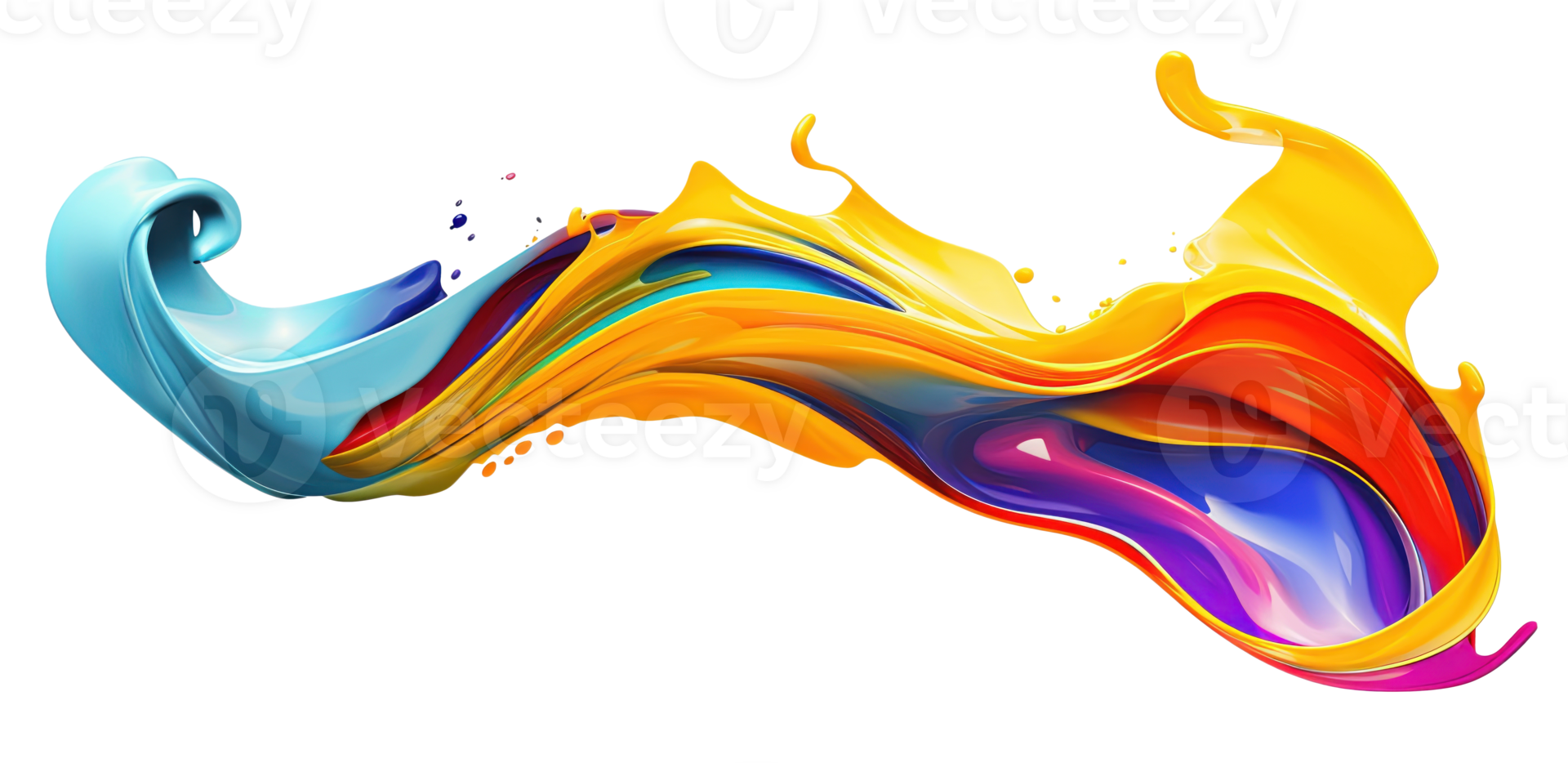 AI Generative. Colorful paint 3d splash. Isolated element on the transparent background. High quality Illustration. png