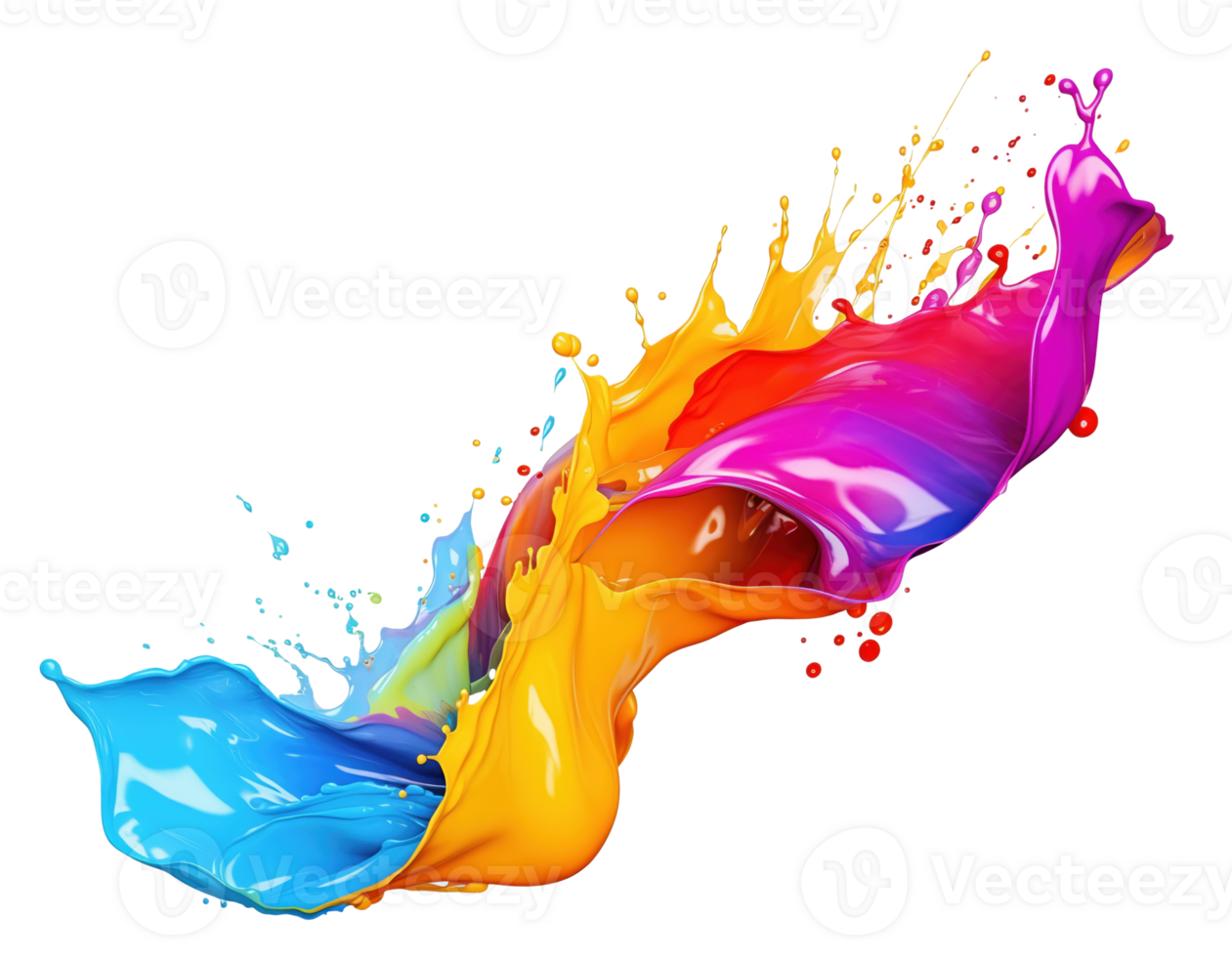 AI Generative. Colorful paint 3d splash. Isolated element on the transparent background. High quality Illustration. png