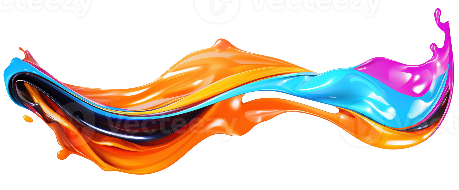 AI Generative. Colorful paint 3d splash. Isolated element on the transparent background. High quality Illustration. png