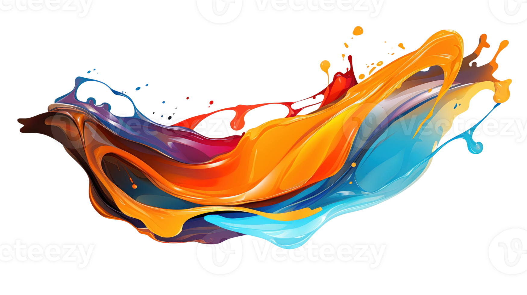 AI Generative. Colorful paint 3d splash. Isolated element on the transparent background. High quality Illustration. png
