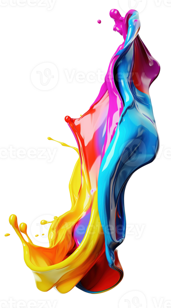 AI Generative. Colorful paint 3d splash. Isolated element on the transparent background. High quality Illustration. png