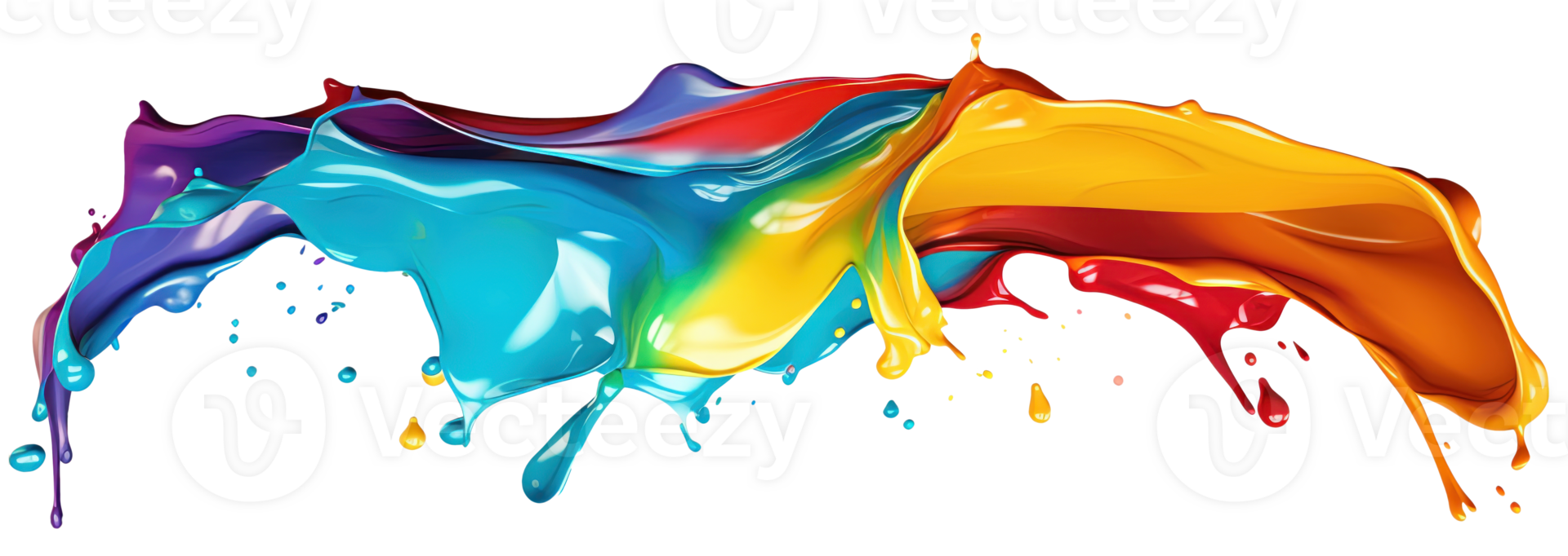 AI Generative. Colorful paint 3d splash. Isolated element on the transparent background. High quality Illustration. png