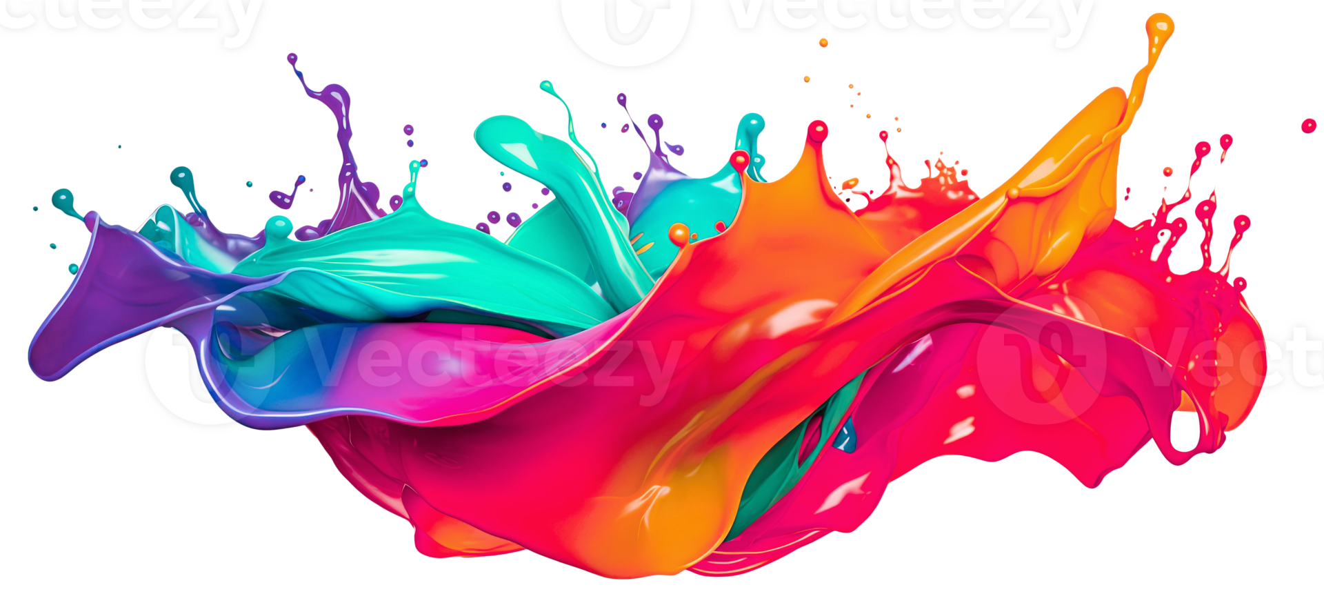 AI Generative. Colorful paint 3d splash. Isolated element on the transparent background. High quality Illustration. png