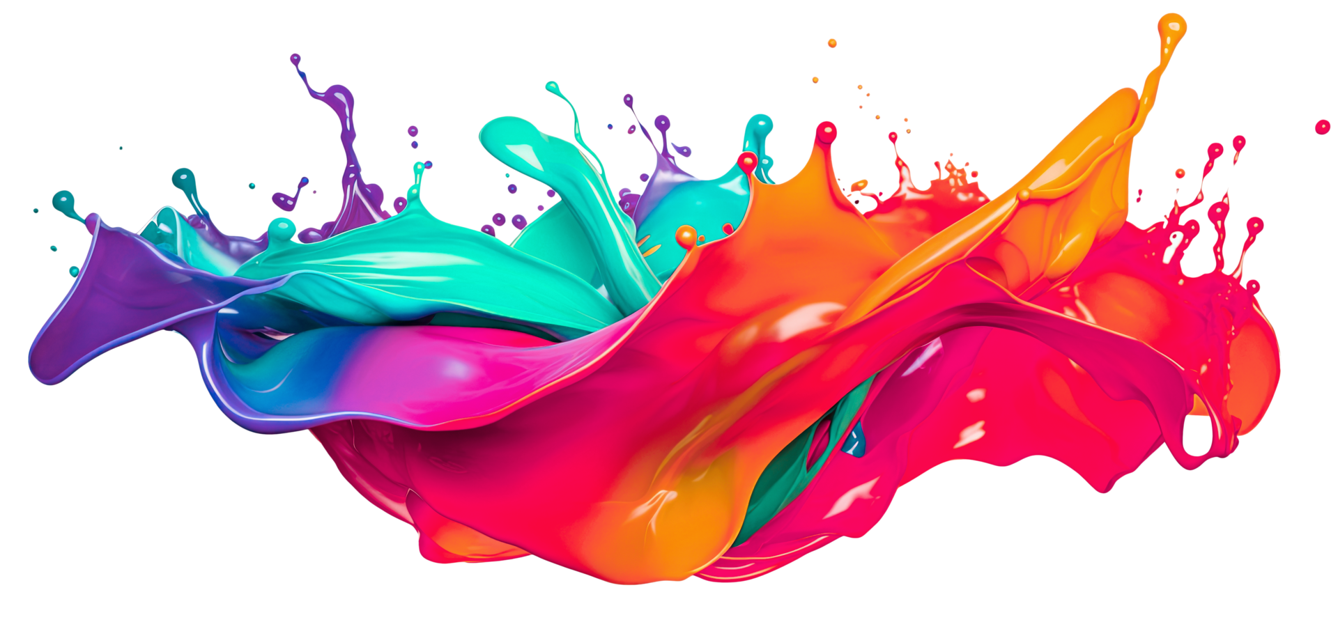 A colorful paint splatter with a splash of paint on a transparent  background Ai Generative 24500972 PNG