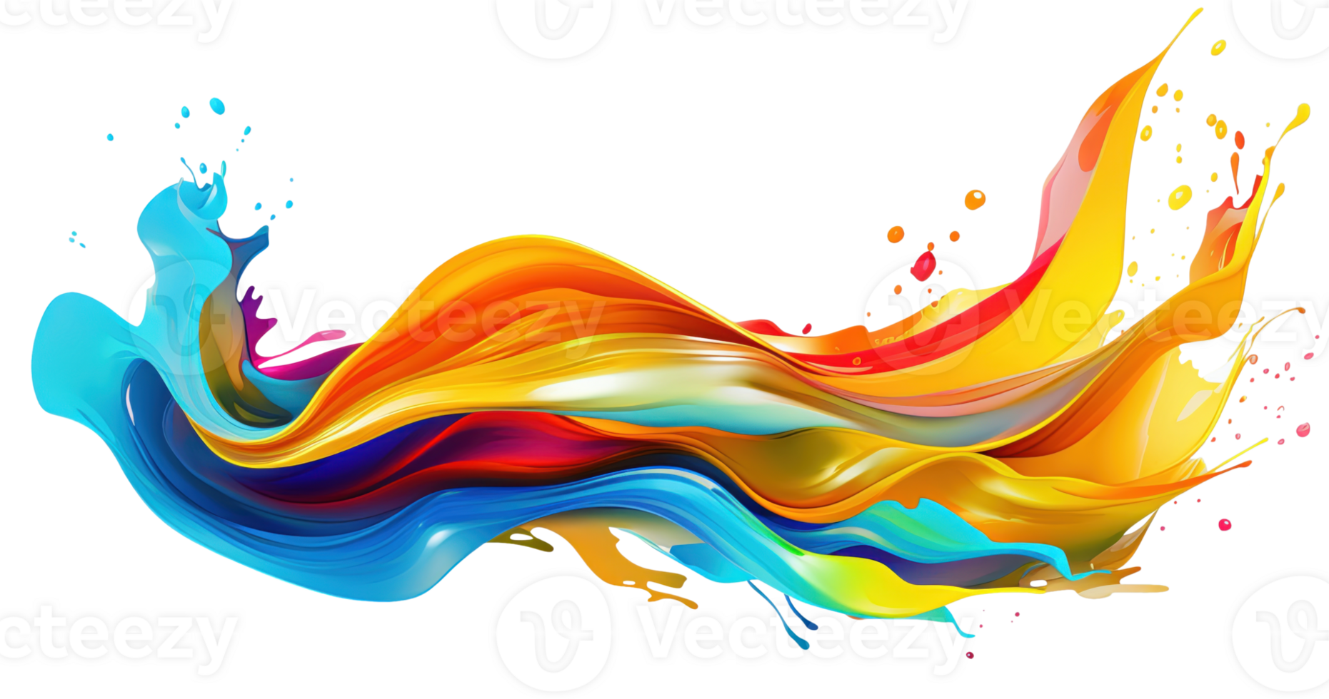 AI Generative. Colorful paint 3d splash. Isolated element on the transparent background. High quality Illustration. png