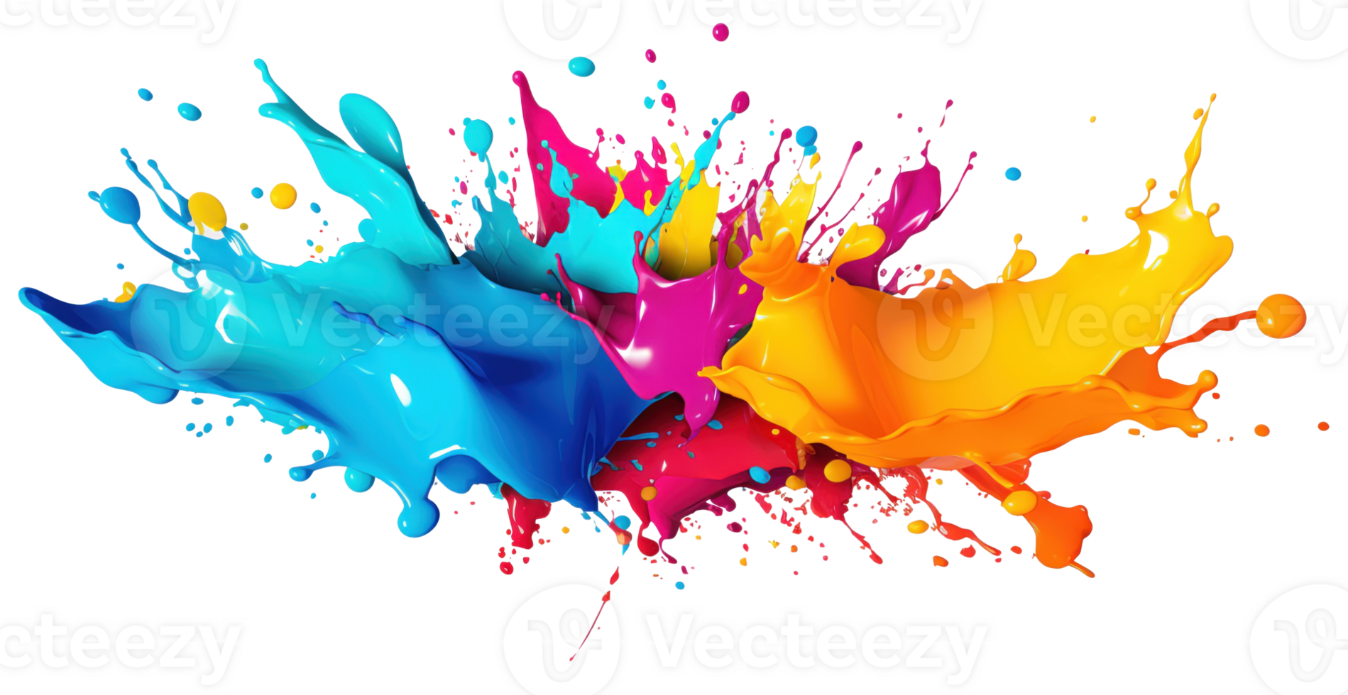 AI Generative. Colorful paint 3d splash. Isolated element on the transparent background. High quality Illustration. png