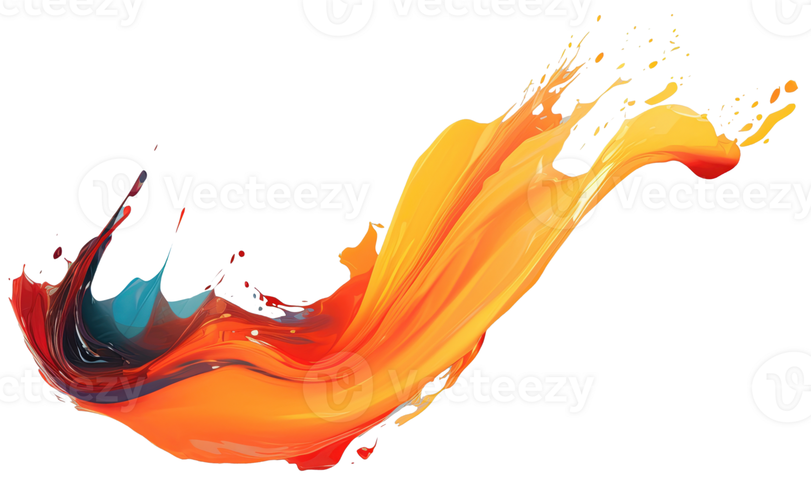 AI Generative. Colorful paint 3d splash. Isolated element on the transparent background. High quality Illustration. png