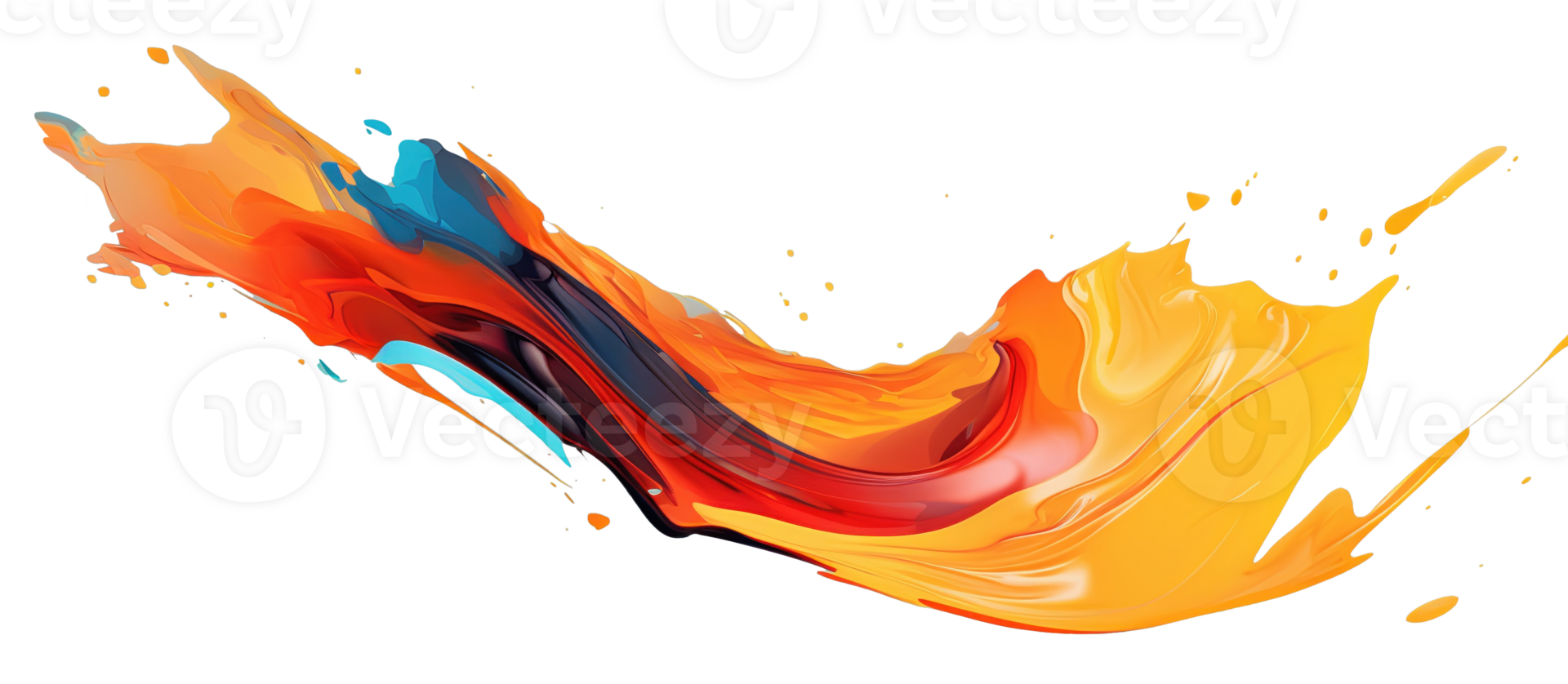 AI Generative. Colorful paint 3d splash. Isolated element on the transparent background. High quality Illustration. png