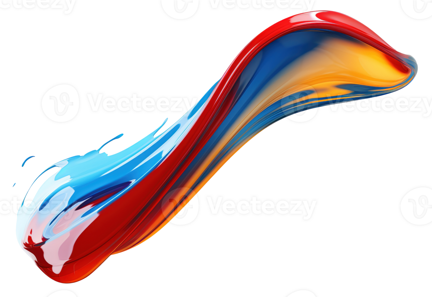 AI Generative. Colorful paint 3d splash. Isolated element on the transparent background. High quality Illustration. png