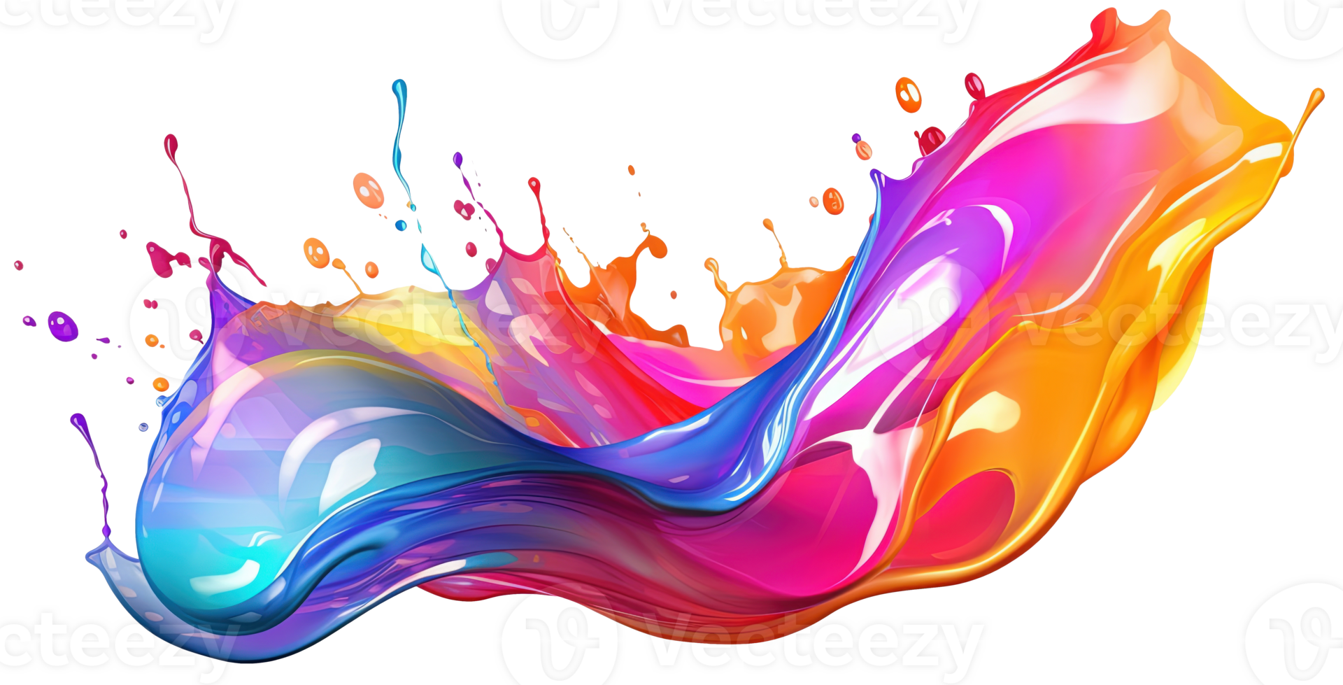 AI Generative. Colorful paint 3d splash. Isolated element on the transparent background. High quality Illustration. png
