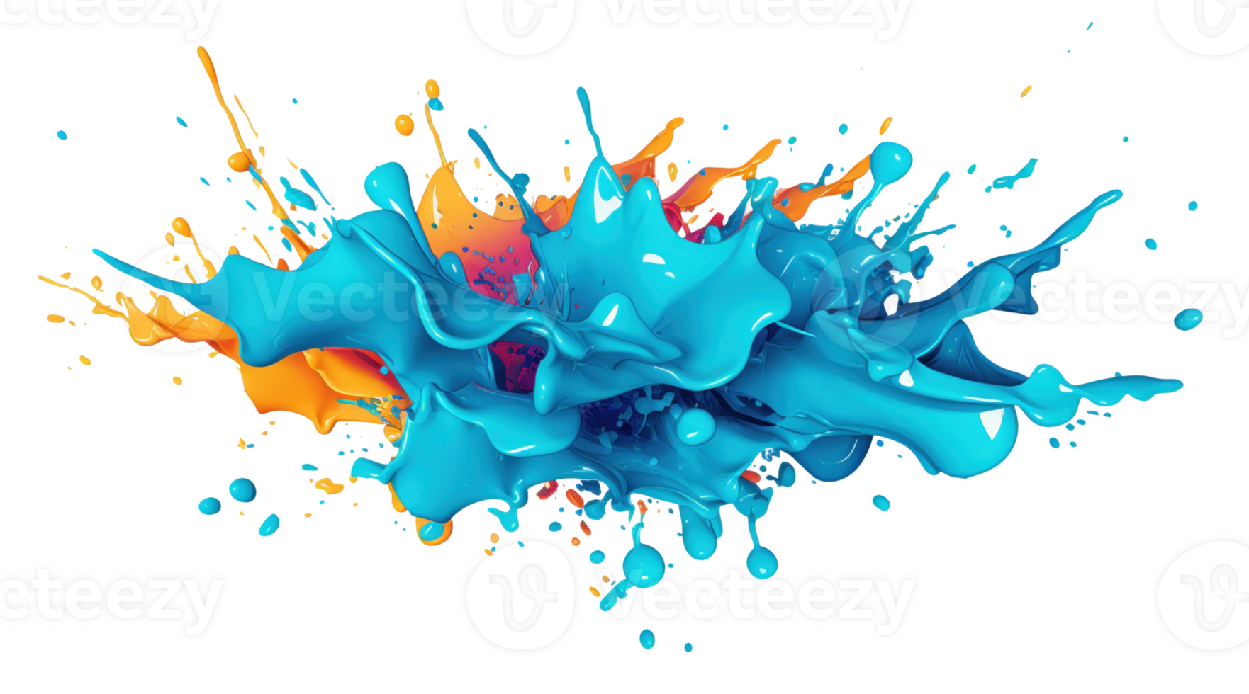 AI Generative. Colorful paint 3d splash. Isolated element on the transparent background. High quality Illustration. png