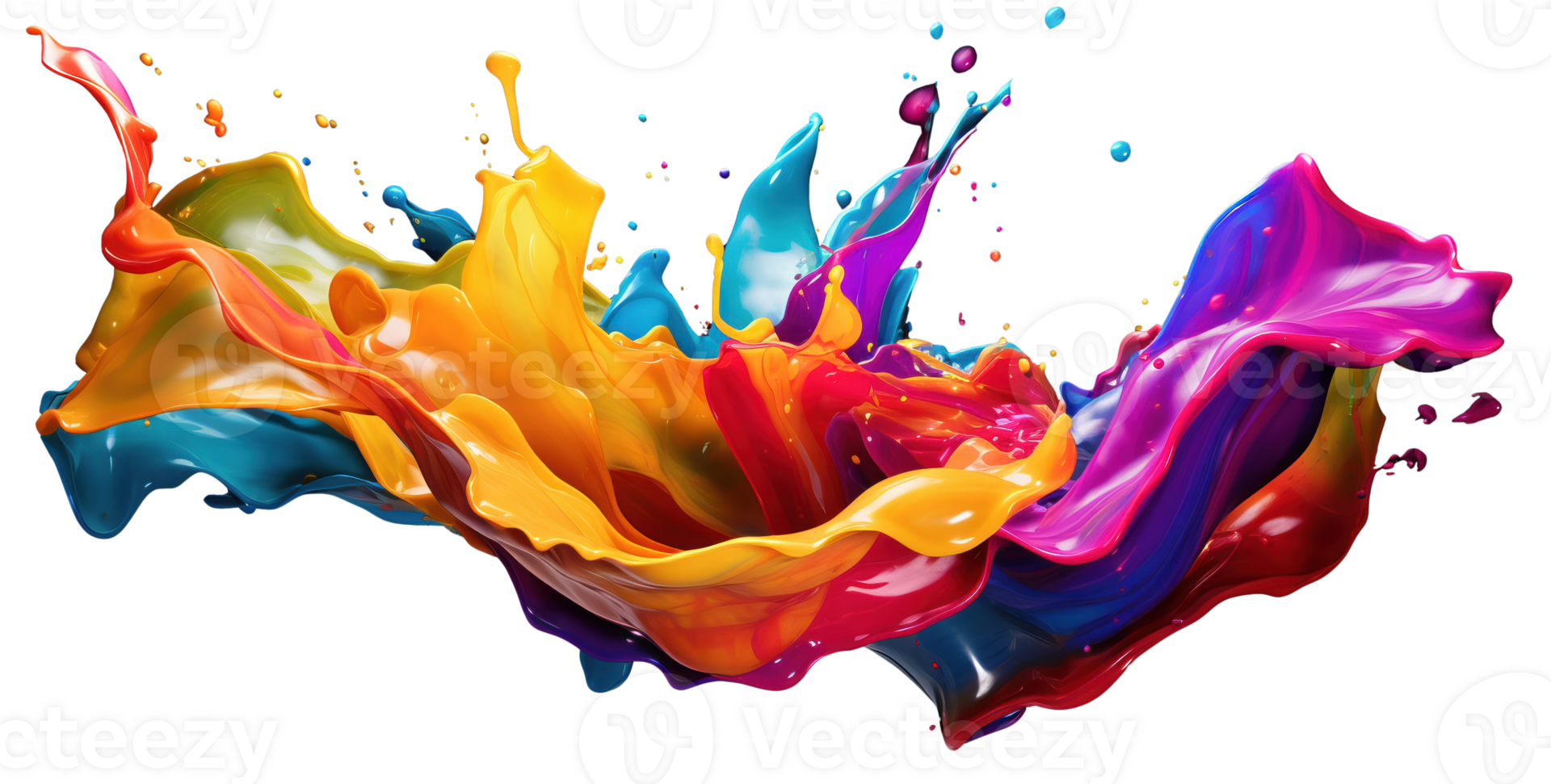 AI Generative. Colorful paint splash. Isolated design element. multicolors paint splashing explosion in the air. Splash of colors paint in the air, multicolors paint splashing explosion in the air png
