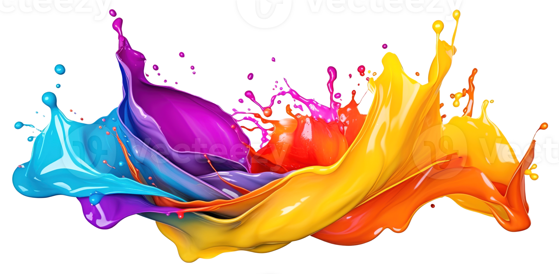 AI Generative. Colorful paint 3d splash. Isolated element on the transparent background. High quality Illustration. png