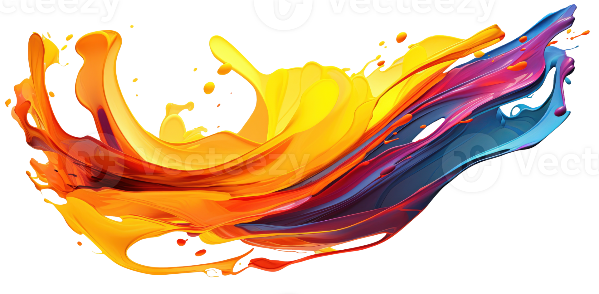 AI Generative. Colorful paint 3d splash. Isolated element on the transparent background. High quality Illustration. png