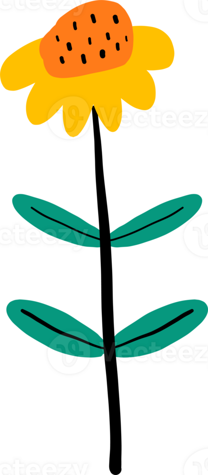 Cute flower cartoon flat design. png