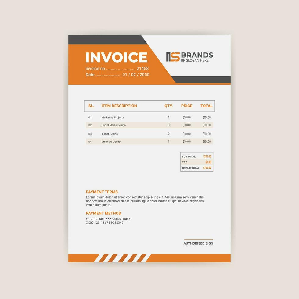 invoice template design vector