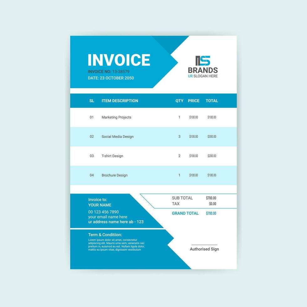 invoice template design 29102465 Vector Art at Vecteezy