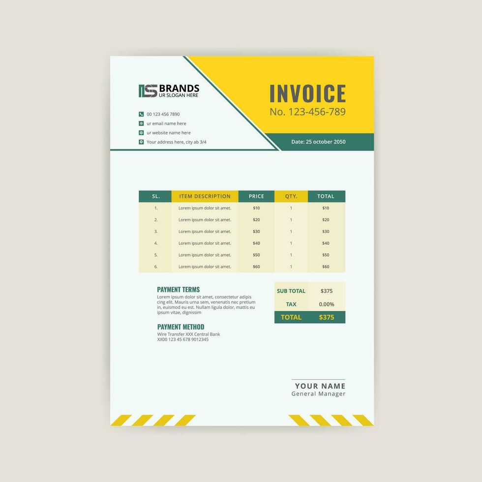 invoice template design vector