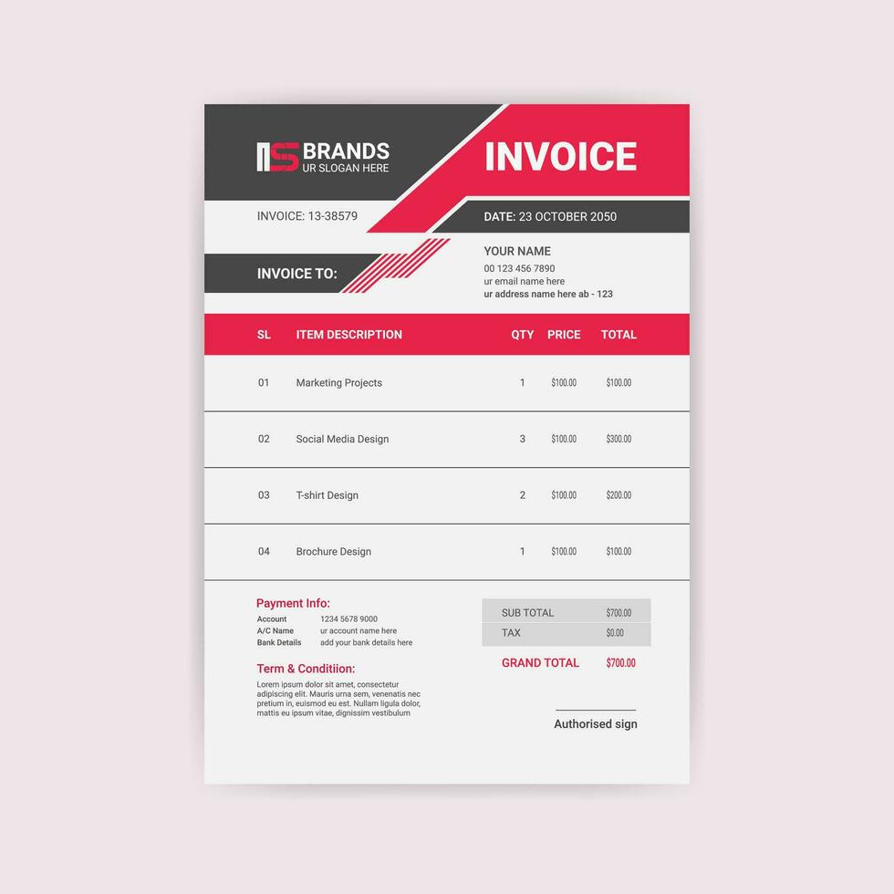 invoice template design 29102473 Vector Art at Vecteezy