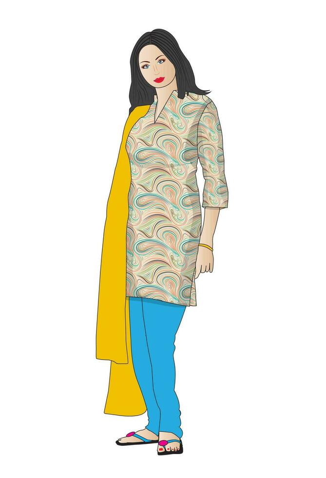 encantador niña en el pakistaní vestir shalwar kameez vector