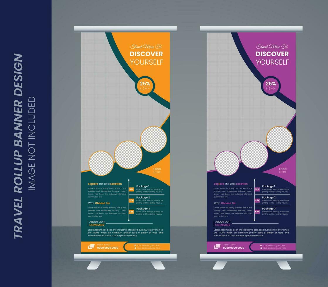travel roll up banner design vector