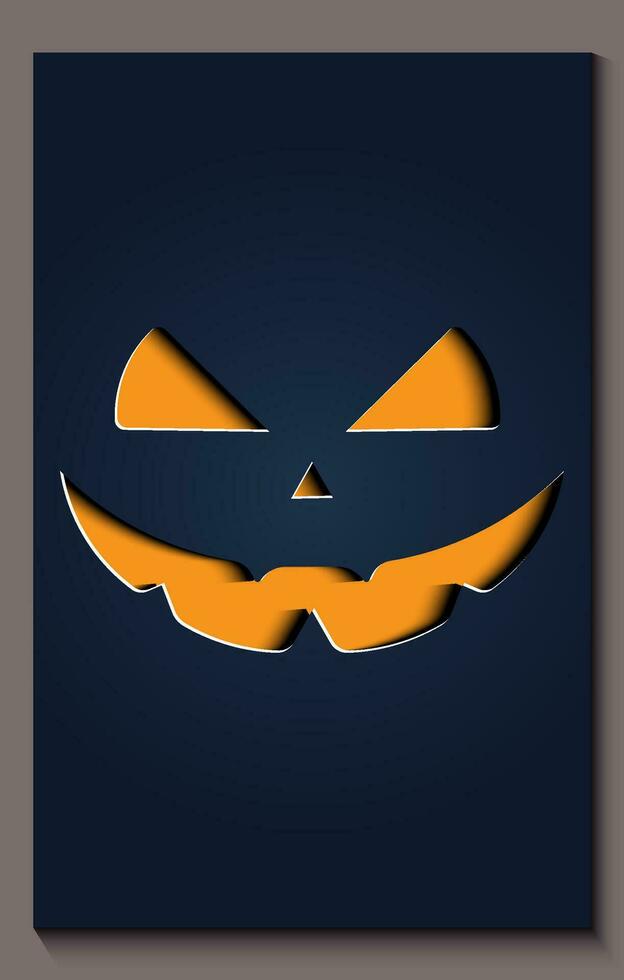 Simple halloween pumpkin smile expressions in paper cut style for poster or brochure. vector