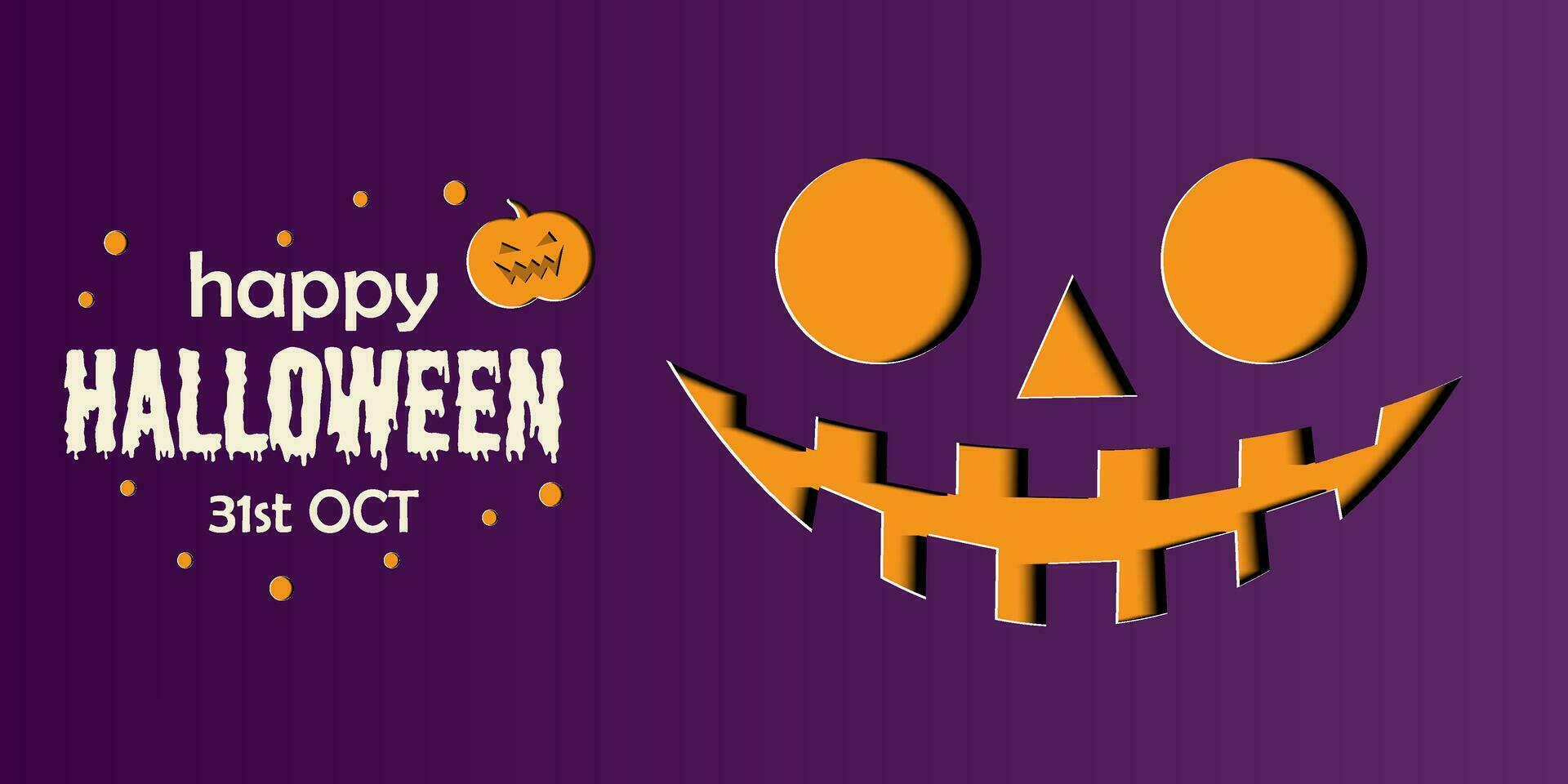 Happy Halloween banner or party invitation background in paper cut style. vector