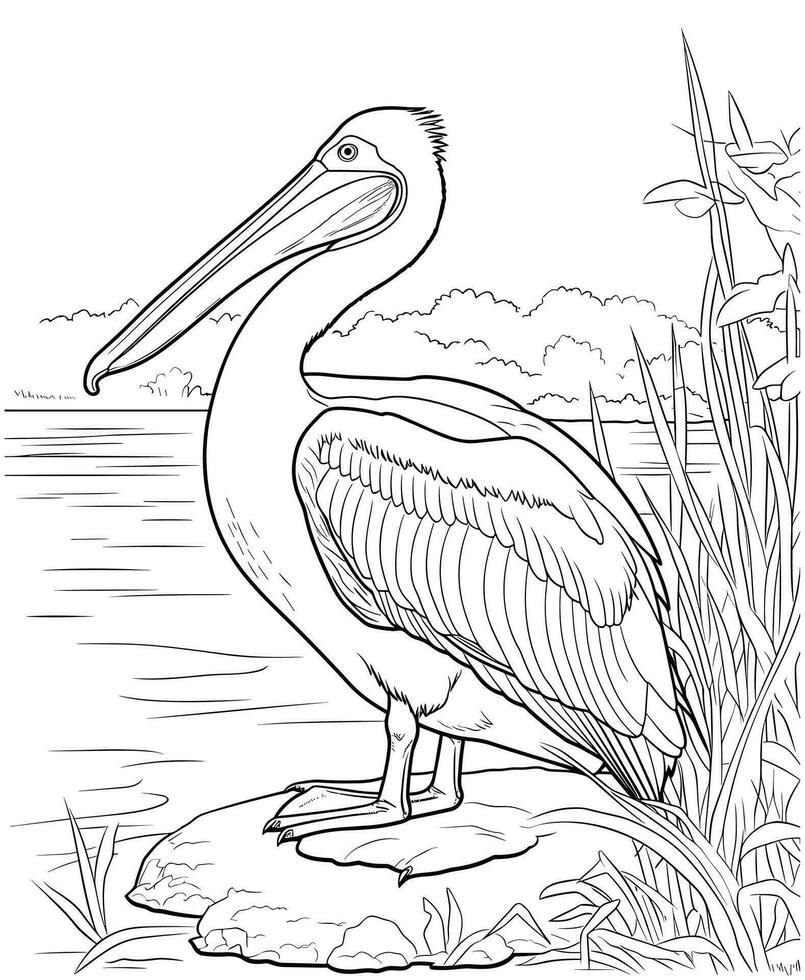 pelican coloring page for adults 29102982 Vector Art at Vecteezy