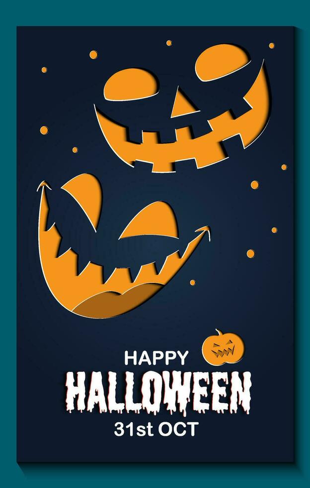 Happy Halloween party posters or brochure background in paper cut style. vector