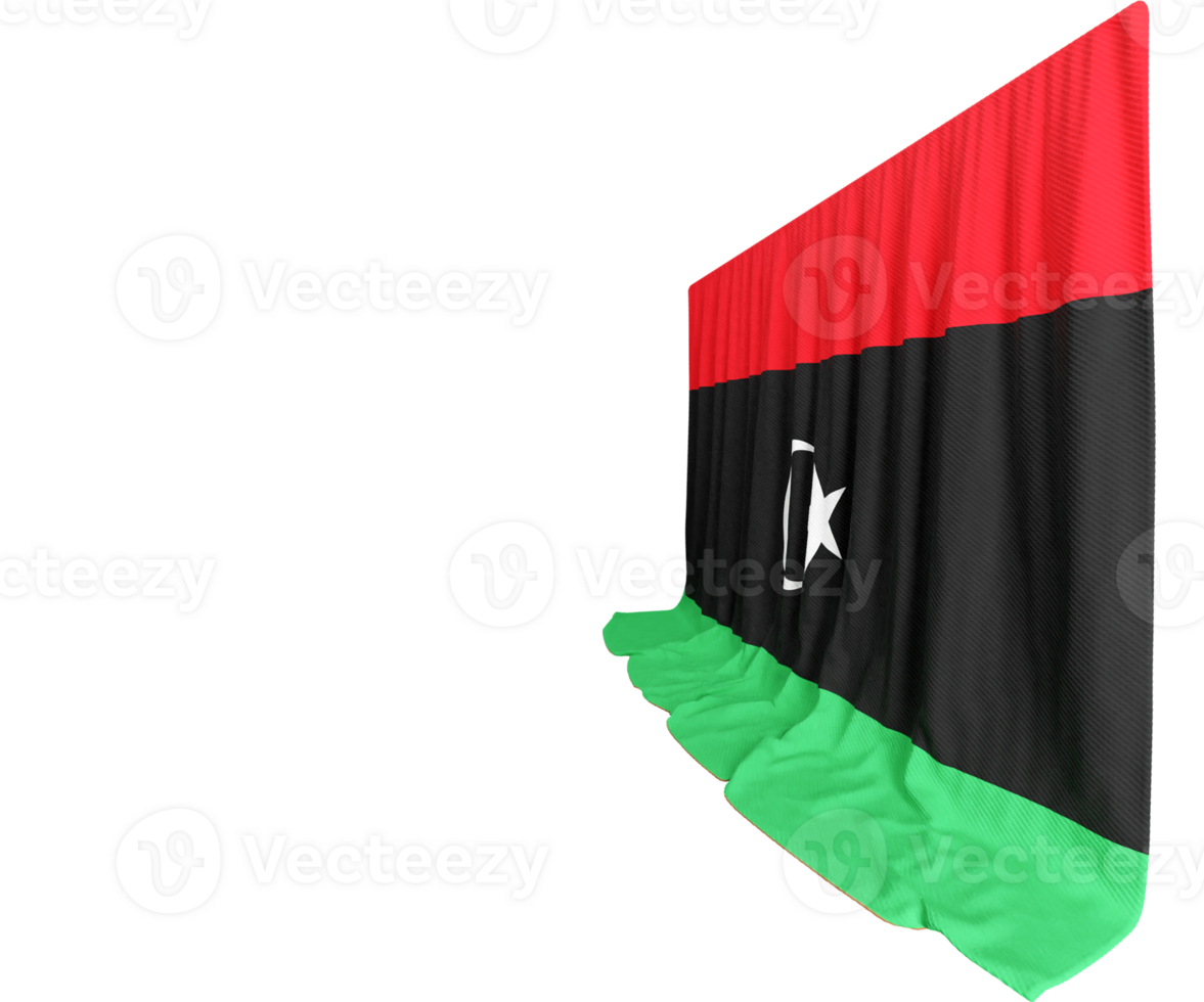 Libya Flag Curtain in 3D Rendering Libya's Cultural Richness png