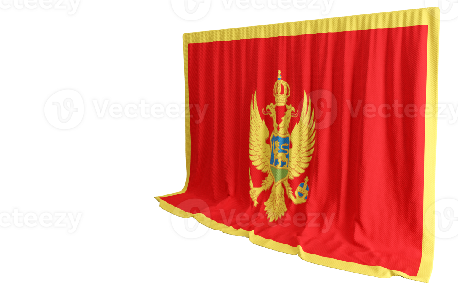 Montenegro Flag Curtain in 3D Rendering Showcasing Montenegro's Cultural Diversity png