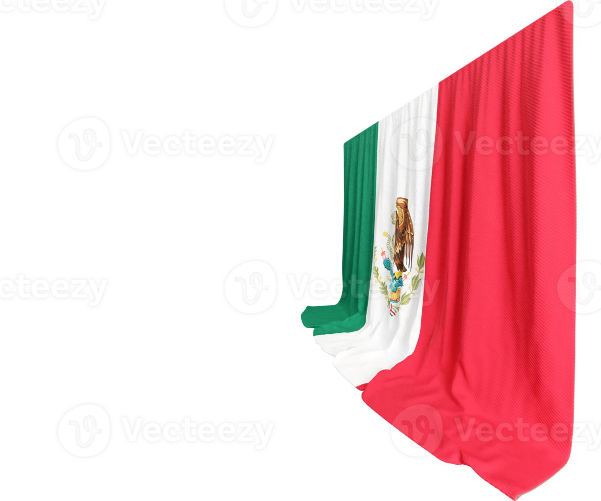 Mexico Flag Curtain in 3D Rendering Embracing Mexico's Cultural Richness png
