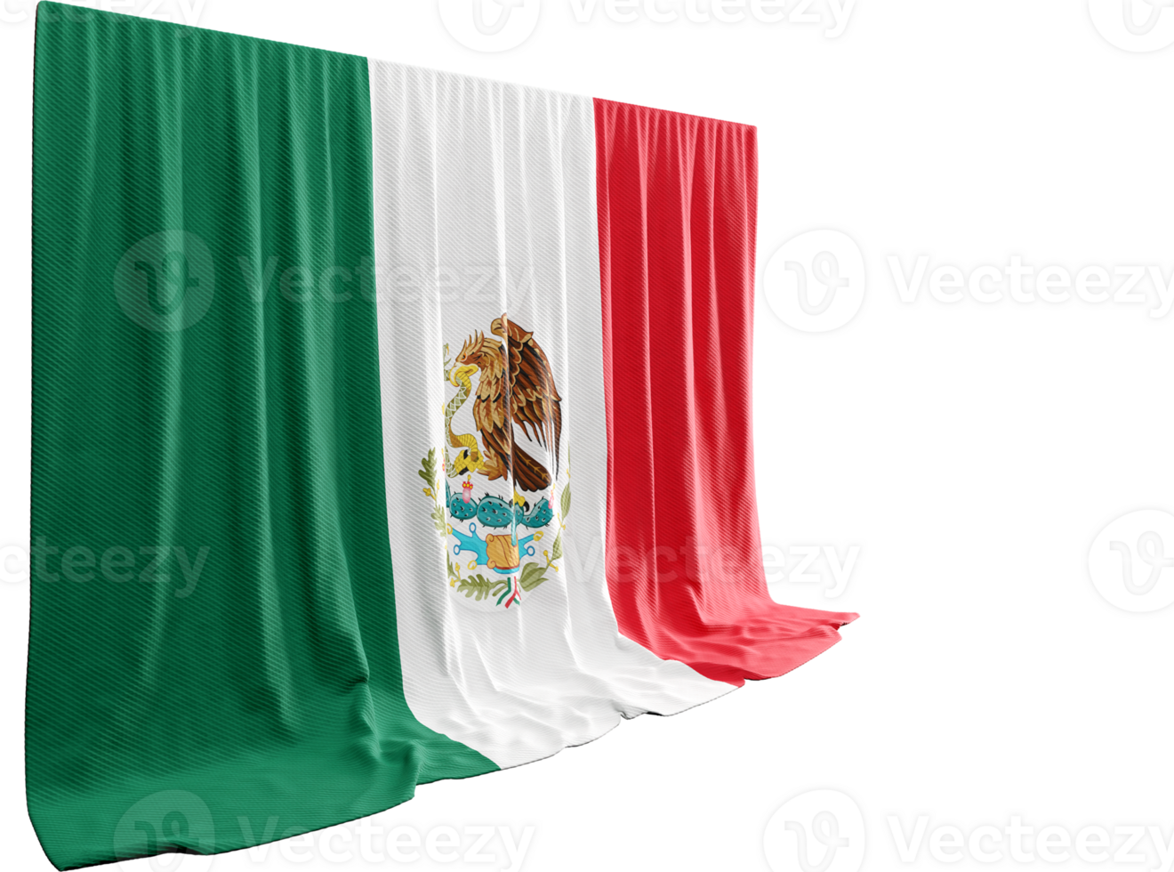Mexico Flag Curtain in 3D Rendering Embracing Mexico's Cultural Richness png