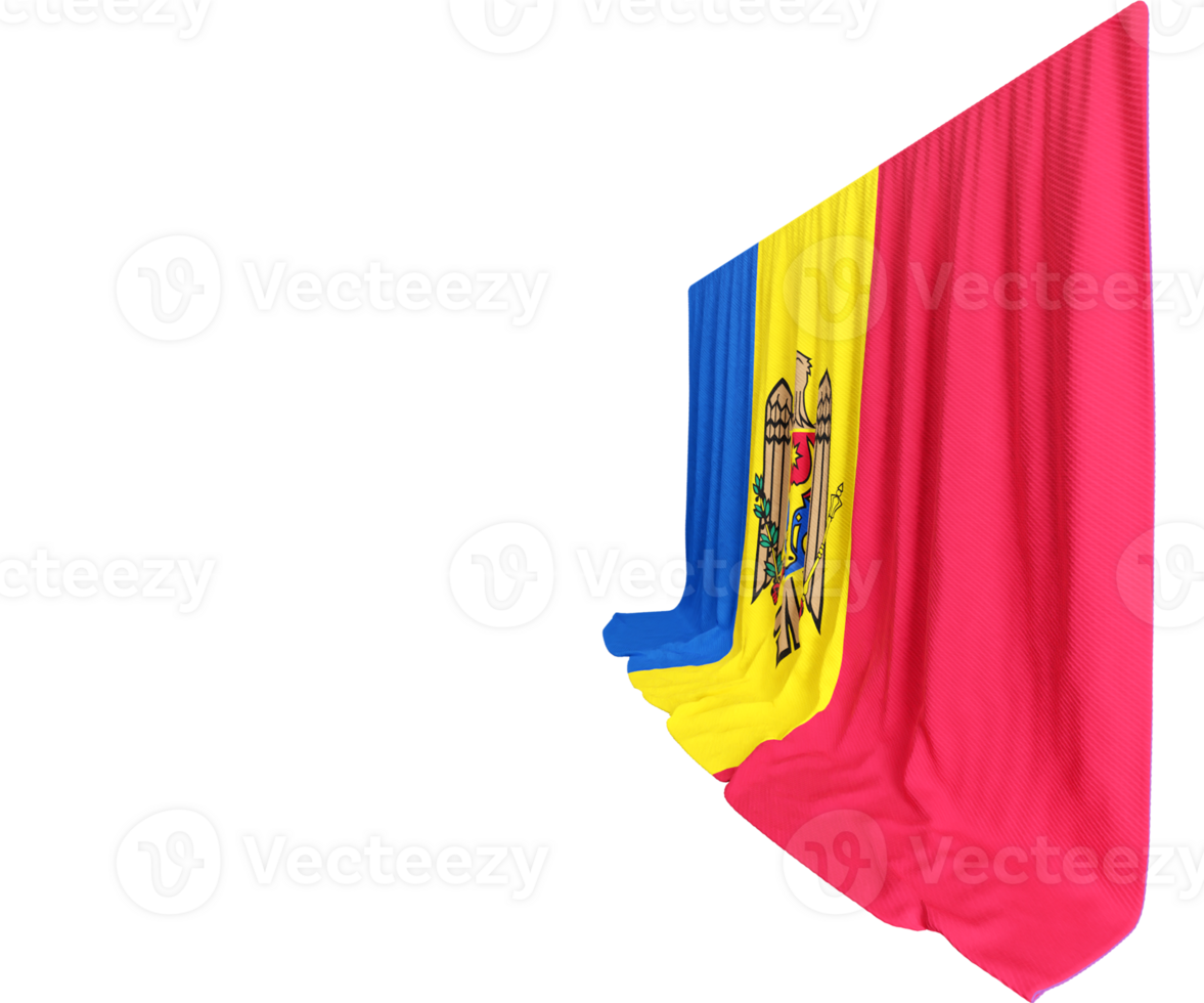 Moldova Flag Curtain in 3D Rendering Celebrating Moldova's Rich Heritage png