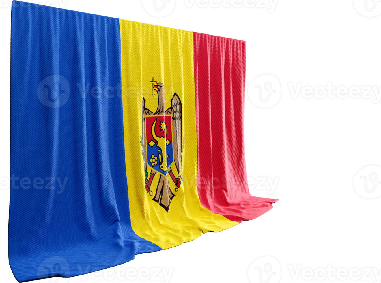 Moldova Flag Curtain in 3D Rendering Celebrating Moldova's Rich Heritage png