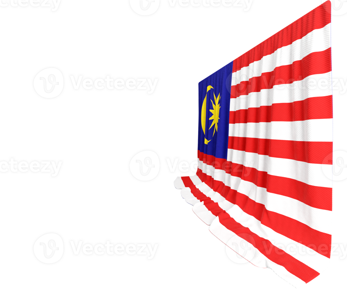 Malaysia Flag Curtain in 3D Rendering Reflecting Malaysia's Rich Heritage png