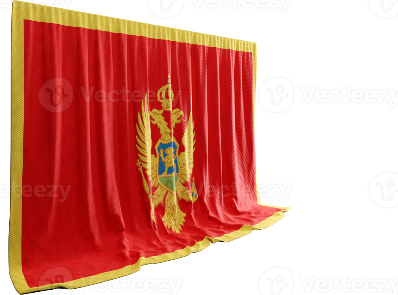 Montenegro Flag Curtain in 3D Rendering Showcasing Montenegro's Cultural Diversity png