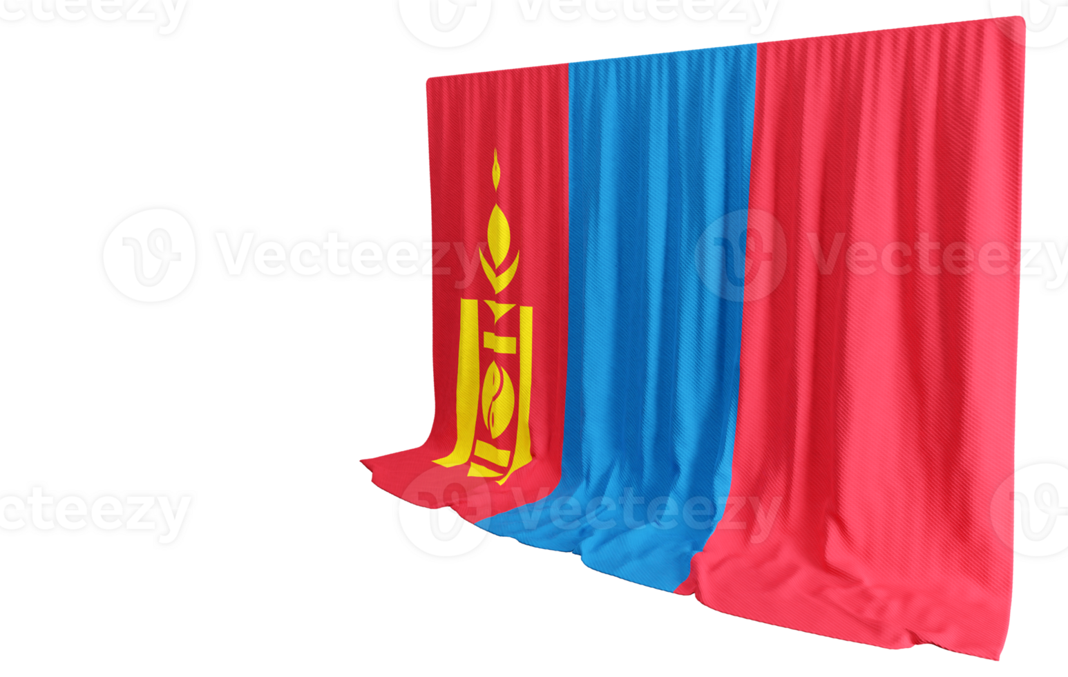 Mongolia Flag Curtain in 3D Rendering Celebrating Mongolia's Natural Beauty png
