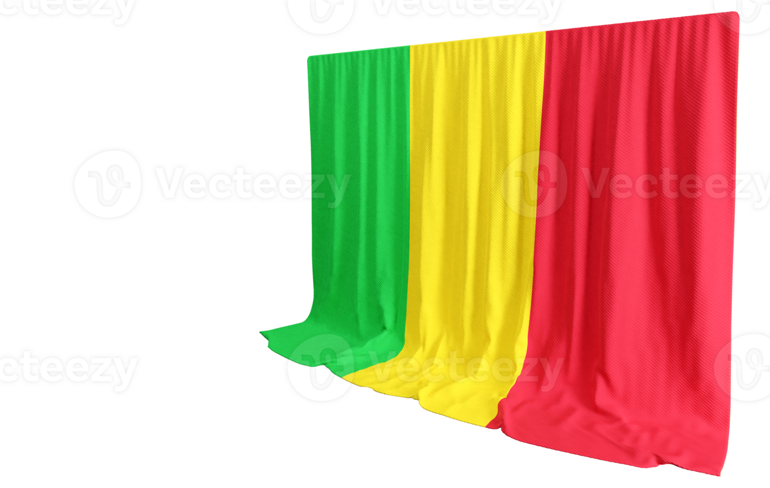 Mali Flag Curtain in 3D Rendering Celebrating Mali's Vibrant Culture png