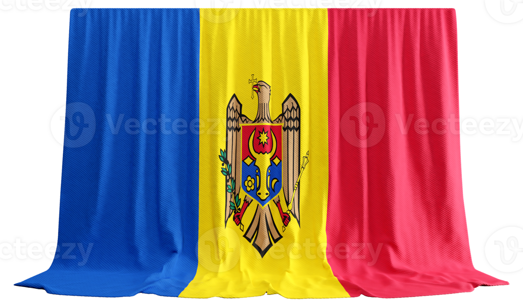 Moldova Flag Curtain in 3D Rendering Celebrating Moldova's Rich Heritage png