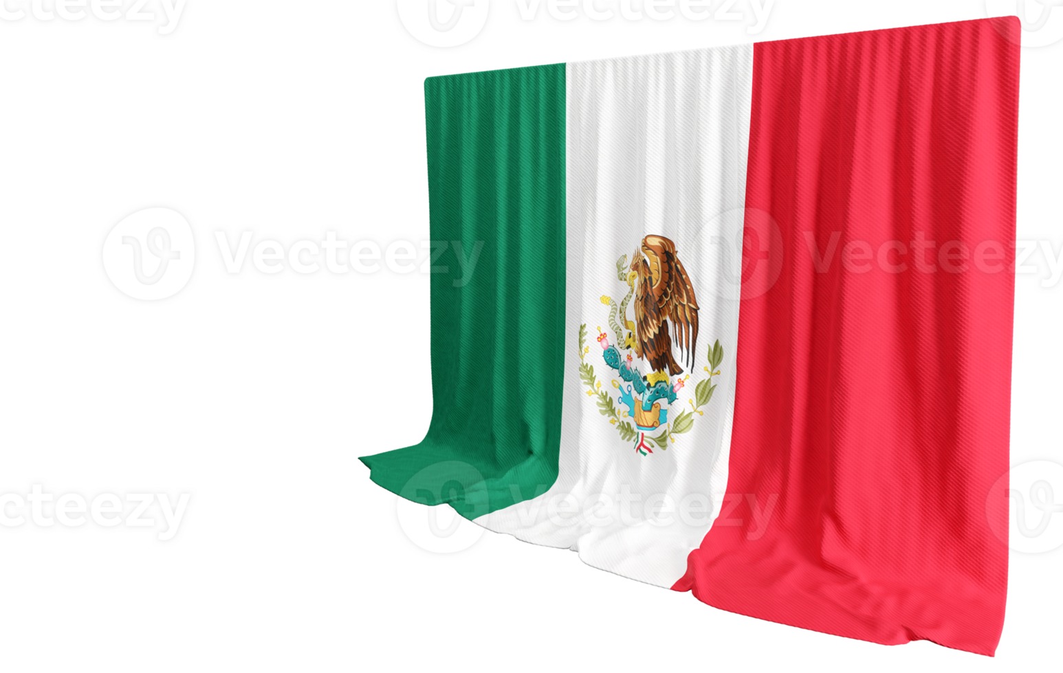 Mexico Flag Curtain in 3D Rendering Embracing Mexico's Cultural Richness png