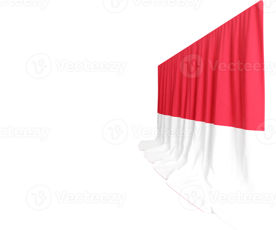 Monaco Flag Curtain in 3D Rendering Reflecting Monaco's Rich Heritage png