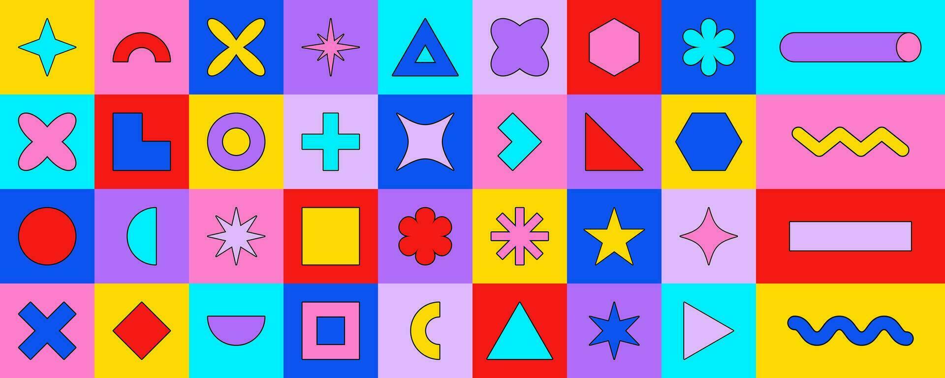 Set of abstract colorful simple geometric shapes. vector