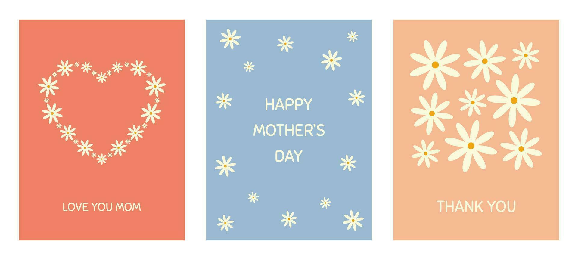 Mother's day greeting cards set. vector