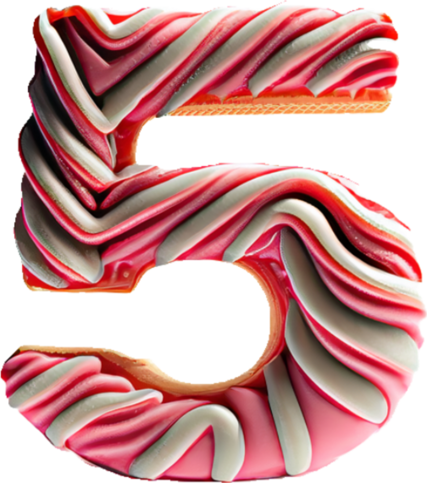 five number wrap around with Strawberry ice cream png