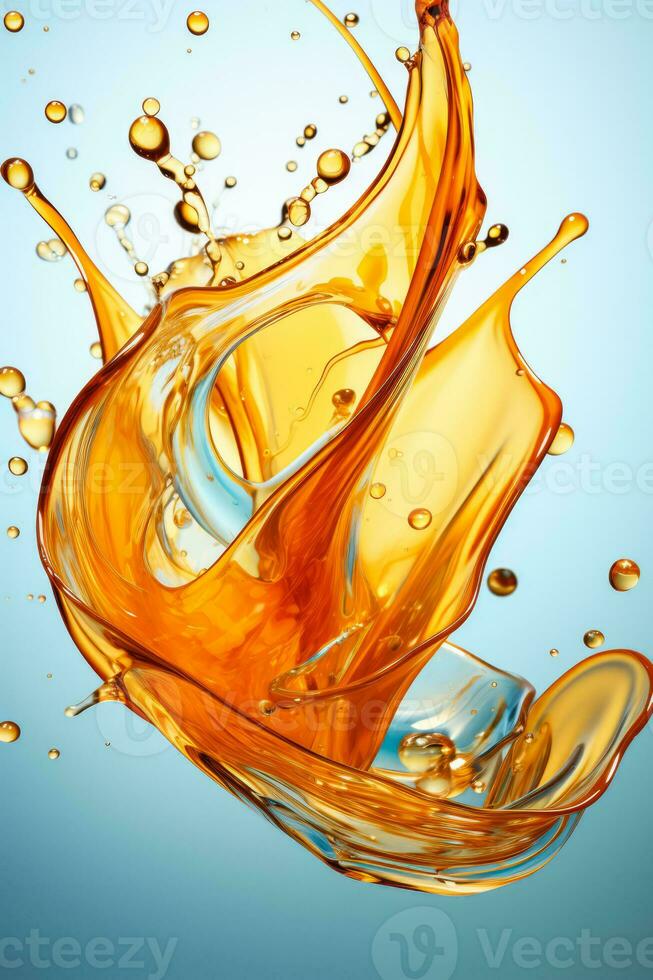 Abstract oil and water splash captured on high speed isolated on a white background photo